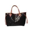 حقيبة تسوق Leopard Leopard Black Domil Blanks بالجملة أكياس سعة كبيرة للسفر CHEETAH TOTE DOM1770