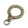 Dog Metal Collar P Chain Gold Stainless Steel Pet Necklace width Strong Large s Pitdog LJ201112