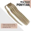 Выметание человеческих волос хвостик Virgin бразильский Wrap Around клип в Ponytail Extensions Slik Straight Основные Remy Pnytail волос