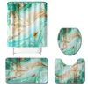 Abstract Bathroom Mat and Shower Curtain Set Home Decoration U-Shaped Toilet Rug Microfiber Toilet Carpet Seat Cover Mat