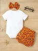 Bebek Mektubu Grafik Bodysuit Leopar Bando Bantlı Bel Şort Bandı ile