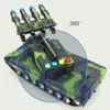 360 ° Girando a simulação de tanque de brinquedo infantil modelo tigre militar blindado mísseis modelo de carro soando brilhante brinquedo menino presente 201208