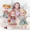 New 16CM Bjd Doll 12 articolazioni mobili 1/12 DIY Girls Dress Up 3D Eyes Mini Doll Toy con vestiti Scarpe Kids Fashion Regalo di compleanno LJ201125