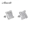 AINUOSHI 925 Sterling Silver Earrings Women Halo Silver Stud Earrings Wedding Anniversary Gift pendientes plata de ley 925 mujer Y200107