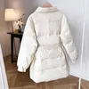 Women's Down & Parkas Style Winter Women Temperament Thicken Fashion Light Duck Coat Jacket Medium Long Female Outerwear Girl Lady Waist Luc