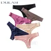 6pcs / lot Glace Soie String Culotte Sexy G String Briefs Strings Sans Soudure Femmes Sous-Vêtements Culottes pour Filles Dames Culotte DULASI 201112