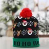 LED -julhattar stickade pom pom Light Xmas Beanies virkade vinterhattar hjortar älg gilrs varm skalle mössa jul hem dekoration lsk1955