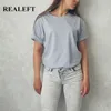 REALEFT 2020 New Summer solide à manches courtes femmes T-shirts simple multi couleur coton O-cou Casual chemises lâches Tops Tee dames T200525