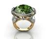 Heißer Unisex klassischer natürlicher Smaragd-Edelstein-Ring für Frauen, trendiger Party-Verlobungs-Jade-Ring, Cocktail-Ring