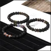 Beaded, Strands Bracelets Jewelry Men Buddhism Tibetan Agat Wood Charm Bracelet Black Natural Lava Rock Stone Bangle Stretch Women Yoga Pser