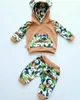 Jumpsuit Girl Hooded Print Clothing Set Newborn Kids Baby Boys Girls Outfits Clothes Romper Baby Bodysuit+pants Set 0-18 Months LJ201023