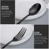 24pcs 칼 붙이 세트 스테인레스 스틸 식기 세트 검은 골드 flatware 세트 식기 숟가락 세트 파티 저녁 식사 나무 선물 상자 주방 201128