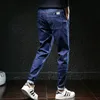 Мужские джинсы негабаритные мужчины карандаш черные брюки плюс размер 6xL 7xL синие джинсовые брюки мужские моды регулярные подходят натягивают большую большую одежду