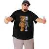 Симпатичные медведь Мужчины негабаритные футболки хлопок высокая мужская одежда с коротким рукавом o шеи плюс размер летняя рубашка тренировки