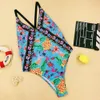 2020 Women 1pc Swimsuit New V neck Swimwear Ruffle Printed Monokini Backless Brazilian Bathing Suit traje de bao mujer T200708