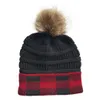 Autumn and winter checkered flanging removable wool hat outdoor warm foreign trade headgear