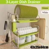 3 Tiers Dish Drainer Stainless Kitchen Dish Rack Storage Shelf Washing Holder Basket Plated Knife Sink Drying Organizer Tools C1009121681