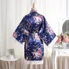 Vêtements de nuit pour femmes Bzel 2021 Robes de satin pour les mariées Mariée Bridemaid Robe de mariée Sexy Floral Pijama Peignoir Court Chemise de nuit Femmes Kimono