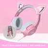 Fones de ouvido rosa com fio jogo gato fone ouvido com microfone alta fidelidade 71 canais música jogos para computador notebook5801793