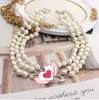 Hot Selling Planetary Heavy Industries Three-layer Pearl Necklace Female Full Diamond Satellite Clavicle Chain Retro Necklace Bridal Wedding