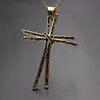 Unique design luxury Full Pave Cubic zirconia Cross Pendant Necklace Gold Color Chain Charm Personality Women Necklace Jewelry Y12206y