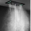 Système de douche LED pour salle de bains, ensemble de robinets noirs, mélangeur thermostatique, grand panneau de pomme de douche à pluie 700x380MM avec Jets de Massage corporel