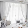 Nordic Light Luxury White Gauze Curtain For Living Room Bay Window Soild Sheer Tulle Drape Balcony Modern Custom Made S601#40