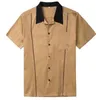 2021 Gray Brown Green Men Shirt St118 Katoen Button Up Classic Retro Bowling Shirt Plus Size Shirt Shirts G0105