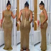 Sparkly Crystal Rhinestone Bodycon Maxi-jurk Dames Bruiloftsavond Backless Mesh See Through Night Party Club Verjaardag