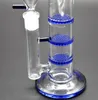 Tubo de vidrio de 12 pulgadas Color surtido Bong de vidrio azul Percoladores de tres capas 3 Filtro de peine de masa y 1 Bongs de agua Perc Cachimbas Junta de 18 mm