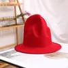 Kadınlar için Fedora Şapka Erkekler 100% Avustralya Yün Keçe Bim Brim Vintage Caz Fedora Şapka Çift Kap Kış Chapeau Femme C0123