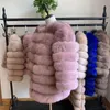 Women's Fur & Faux 70CM Women Warm Real Coat Short Slim Winter Genuine Jacket Fashion Outwear Luxury Natural For1