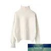 Pull tricoté femmes hiver Style coréen pull à col haut pulls épais en vrac surdimensionné femme noir blanc col roulé