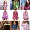 2021 Frauen Jumpsuits Pyjama Onesies Valentines Geschenk Nachtwäsche Bodysuit Training Button Leopard Gedruckt V-Neck Damen Kurzspieler S-2XL