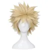 Femme Anime Cosplay Perruque Argent Blanc Rouge Foncé avec Queues de Cheval Perruques Synthétiques Moyen Long Ondulés Anime Cosplay Perruque pour Hommes (Noir Ondulé)