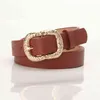 Modebälte för kvinna solid färg hög kvalitet PU Läder Casual klänning Kvinnor Bältes torgspänne för Jean Strap Waist Belt Al044 G220301