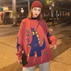 Hip Men Hop Pullover Streetwear Japanese Dinosaur Print Tricoted Pull Retro Vintage Automne Hiphop Pulls Jumper 201130 Hop S