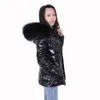 Ny vinter Short White Duck Down Foding Down Jacket Real Raccoon päls krage varm svart glänsande streetwear jacka damer 201016