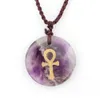 Natursten Engravera Anka Cross Symbol Hängsmycke Reiki Healing Crystal Religiösa Smycken Mäns och Kvinnors Charm Fashion Pendant Halsband