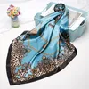 Szaliki Leopard Print for Women Satin Satin Hidżab Scarf Femal 90cm90cm Moda Square Shawl Scalfs Panie 20219443478