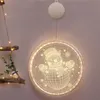 Single 3D Christmas Hanging Light Round Window Decortive Snowflake Santa Star String Xmas Decor Layout Lights Party Decoration DBC BH4245