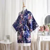 Ropa de dormir para mujer BZEL 2021, batas de satén para novias, novia, dama de honor, bata de boda, Pijama Sexy Floral, albornoz, camisón corto, Kimono para mujer