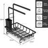 スポンジホルダーキッチンシンクキャディオーガナイザーカウンタートップブラシ石鹸皿ラック排水トレイ、ブラック220125
