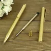 47g Heavy Brass Ballpoint Pen Original Design Craft Click Ball Pen for Business Gifts Natural Brass Black refill Retractable Pen 201111