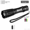 Glans LED-zaklamp Fietsverlichting 5 Verlichtingsmodi Zoomable Torch Gebruik 18650 Batterij gebruikt voor het jagen op camping Night Rides, etc.