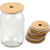 70mm86mm Lids Reusable Bamboo Caps Lids with Straw Hole and Silicone Seal for Mason Jars Canning Drinking Jars Lid9417637