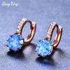 Hoop & Huggie RongXing 8MM Round Stone White Gold Opal Earrings For Women Rose Filled Crystal Zircon Valentine's Day Gift1