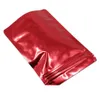 100шт красный стенд вверх глянцевая алюминиевая фольга zip lock самоуплотнение упаковочная сумка водонепроницаемая фасоль зерновых пакет