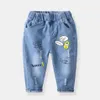 Kids Trousers Boys Cartoon Jeans Children Hole Jeans Fashion Denim Pants Baby Elastic Jean Infant Clothing LJ201203