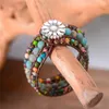 Drop Women Boho Three Layer Round Shape Emperor Stone Single Leather Wrap Friendship Beaded Bracelet Y2009184851862